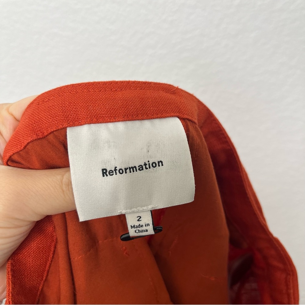Reformation Avery Pant In Blood Orange Wide Leg Linen Size 2 - Picture 8 of 8